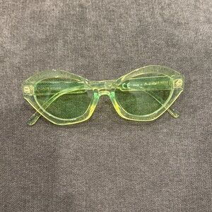 Transparent Green Cat-Eye Sunglasses